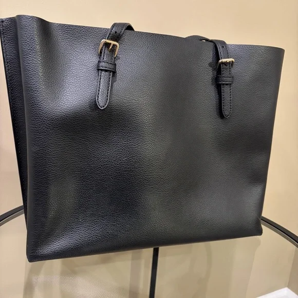 Coach Mollie Black and Red Leather Tote with Gold Accents & Key Chain - Picture 6 of 14